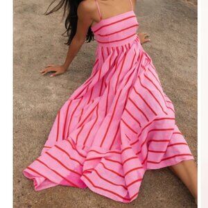 Petal & Pup Pixie Maxi Dress Pink Red Stripe XS NWOT